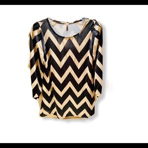 Tan and black blouse